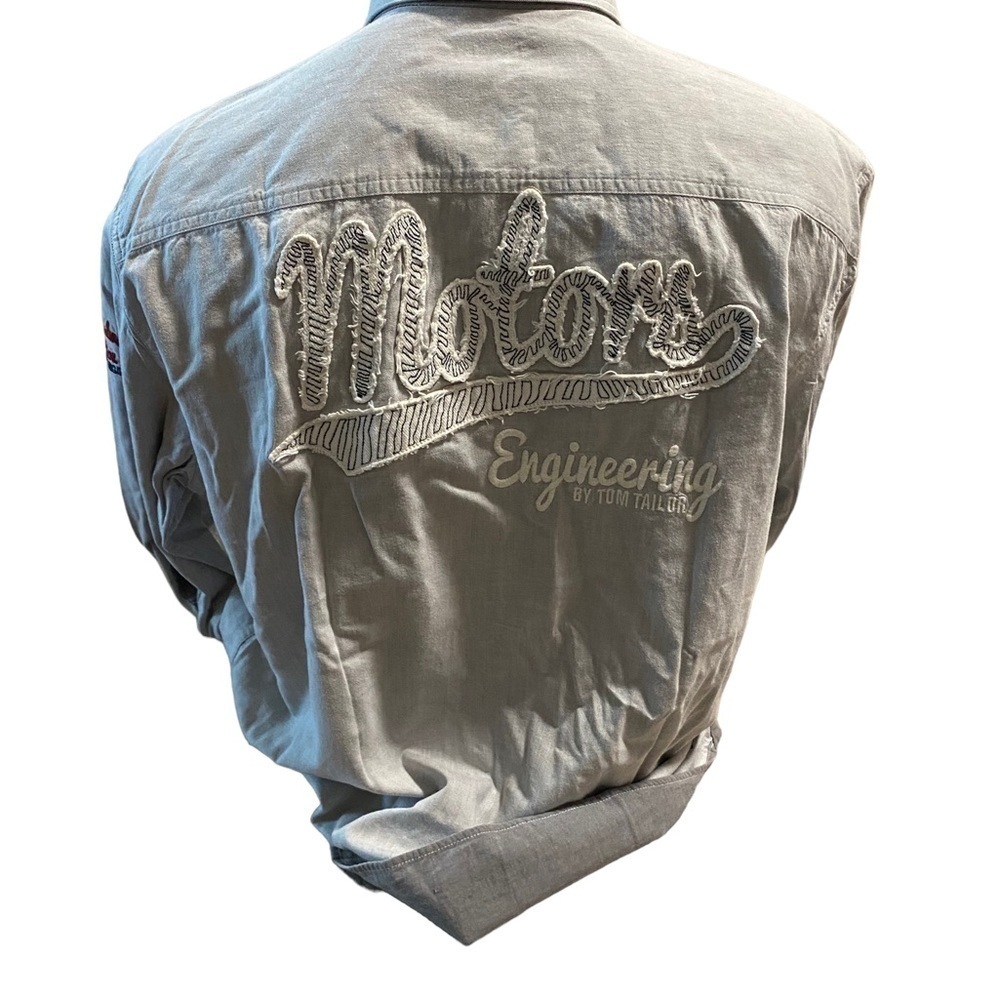 Tom Tailor Motors Engineering Gray Biker Thick Shirt Size Men’s Large Race Car